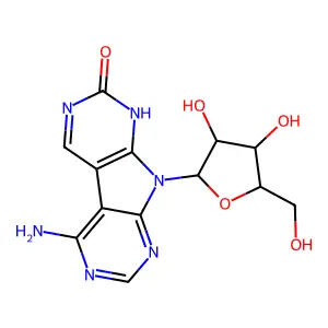 13-amino-8-[3,4-dihydroxy-5-(hydroxymethyl)oxolan-2-yl]-4,6,8,10,12-pentazatricyclo[7.4.0.02,7]trideca-1(13),2(7),3,9,11-pentaen-5-one structure