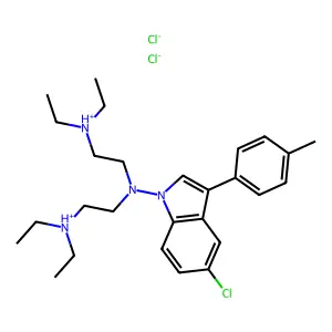 Indole, 1-(bis(2-(diethylamino)ethyl)amino)-5-chloro-3-(p-tolyl)-, dihydrochloride structure