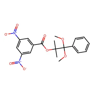 (1,1-dimethoxy-2-methyl-1-phenylpropan-2-yl) 3,5-dinitrobenzoate structure