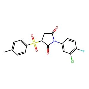 1-(3-chloro-4-fluorophenyl)-3-(4-methylphenyl)sulfonylpyrrolidine-2,5-dione structure
