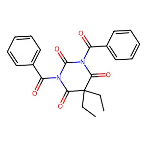 1,3-dibenzoyl-5,5-diethyl-1,3-diazinane-2,4,6-trione structure