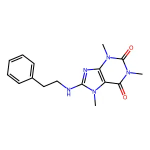 1,3,7-trimethyl-8-(2-phenylethylamino)purine-2,6-dione structure