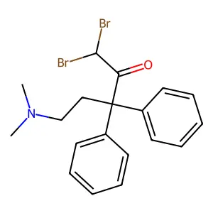 1,1-dibromo-5-(dimethylamino)-3,3-diphenylpentan-2-one structure