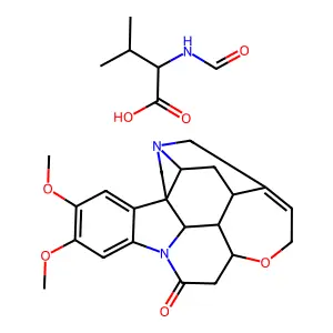 10,11-dimethoxy-4a,5,5a,7,8,13a,15,15a,15b,16-decahydro-2H-4,6-methanoindolo[3,2,1-ij]oxepino[2,3,4-de]pyrrolo[2,3-h]quinolin-14-one;2-formamido-3-methylbutanoic acid structure