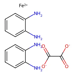 bis(benzene-1,2-diamine)iron(2+)oxalate structure