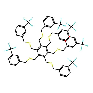 1,2,3,4,5,6-hexakis[[3-(trifluoromethyl)phenyl]methylsulfanylmethyl]benzene structure