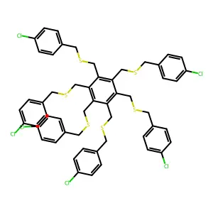 1,2,3,4,5,6-hexakis[(4-chlorophenyl)methylsulfanylmethyl]benzene structure