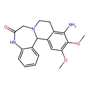 11-amino-12,13-dimethoxy-7,9,10,14b-tetrahydro-5H-isoquinolino[2,1-d][1,4]benzodiazepin-6-one structure