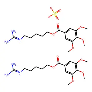bis(diaminomethylidene-[5-(3,4,5-trimethoxybenzoyl)oxypentyl]azanium)sulfate structure
