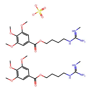 bis([amino-[4-(3,4,5-trimethoxybenzoyl)oxybutylamino]methylidene]-methylazanium)sulfate structure