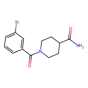 1-[(3-bromophenyl)carbonyl]piperidine-4-carboxamide structure