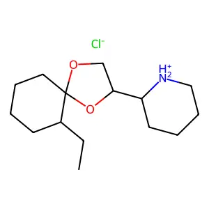 beta-6-Ethyl-2-(2-piperidyl)-1,4-dioxaspiro(4.5)decane hydrochloride structure
