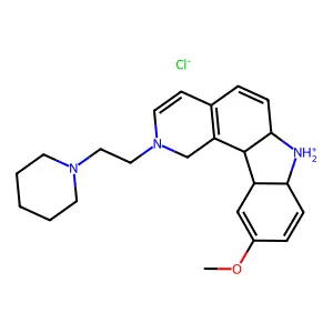 10-methoxy-2-(2-piperidin-1-ylethyl)-1,6a,7,7a,11a,11b-hexahydropyrido[4,3-c]carbazol-7-ium chloride structure