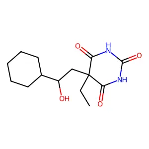 5-(2-cyclohexyl-2-hydroxyethyl)-5-ethyl-1,3-diazinane-2,4,6-trione structure