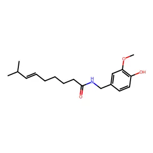 N-[(4-hydroxy-3-methoxyphenyl)methyl]-8-methylnon-6-enamide structure