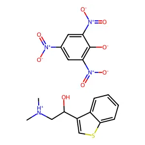 [2-(1-benzothiophen-3-yl)-2-hydroxyethyl]-dimethylazanium2,4,6-trinitrophenolate structure