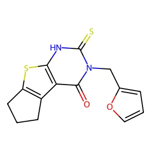 11-(furan-2-ylmethyl)-10-sulfanylidene-7-thia-9,11-diazatricyclo[6.4.0.02,6]dodeca-1(8),2(6)-dien-12-one structure