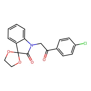1'-[2-(4-chlorophenyl)-2-oxoethyl]spiro[1,3-dioxolane-2,3'-indole]-2'-one structure