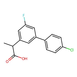2-[3-(4-chlorophenyl)-5-fluorophenyl]propanoic acid structure