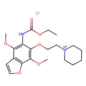 ethyl N-[4,7-dimethoxy-6-(2-piperidin-1-ium-1-ylethoxy)-1-benzofuran-5-yl]carbamate chloride structure