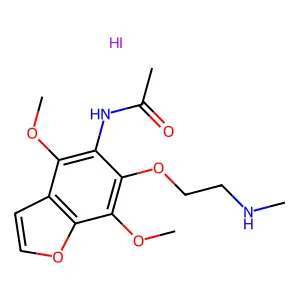 N-[4,7-dimethoxy-6-[2-(methylamino)ethoxy]-1-benzofuran-5-yl]acetamidehydroiodide structure