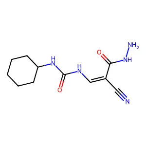 1-(2-cyano-3-hydrazinyl-3-oxoprop-1-enyl)-3-cyclohexylurea structure