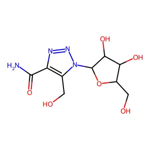 1-[3,4-dihydroxy-5-(hydroxymethyl)oxolan-2-yl]-5-(hydroxymethyl)triazole-4-carboxamide structure