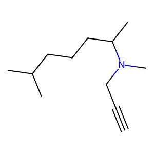 N,6-dimethyl-N-prop-2-ynylheptan-2-amine structure