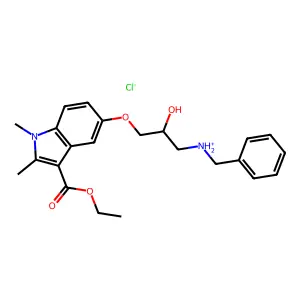 benzyl-[3-(3-ethoxycarbonyl-1,2-dimethylindol-5-yl)oxy-2-hydroxypropyl]azanium chloride structure