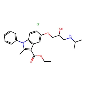 [3-(3-ethoxycarbonyl-2-methyl-1-phenylindol-5-yl)oxy-2-hydroxypropyl]-propan-2-ylazanium chloride structure