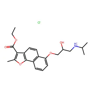 [3-(3-ethoxycarbonyl-2-methylbenzo[g][1]benzofuran-6-yl)oxy-2-hydroxypropyl]-propan-2-ylazanium chloride structure