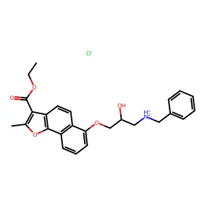 benzyl-[3-(3-ethoxycarbonyl-2-methylbenzo[g][1]benzofuran-6-yl)oxy-2-hydroxypropyl]azanium chloride structure