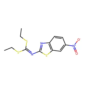 1,1-bis(ethylsulfanyl)-N-(6-nitro-1,3-benzothiazol-2-yl)methanimine structure