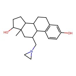 (8S,9R,13S,14S,17S)-11-(aziridin-1-ylmethyl)-13-methyl-6,7,8,9,11,12,14,15,16,17-decahydrocyclopenta[a]phenanthrene-3,17-diol structure