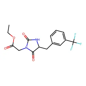 ethyl 2-[2,5-dioxo-4-[[3-(trifluoromethyl)phenyl]methyl]imidazolidin-1-yl]acetate structure