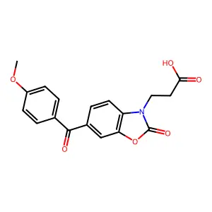 3-[6-(4-methoxybenzoyl)-2-oxo-1,3-benzoxazol-3-yl]propanoic acid structure