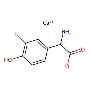 calcium 2-amino-2-(4-hydroxy-3-iodophenyl)acetate structure