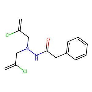 N',N'-bis(2-chloroprop-2-enyl)-2-phenylacetohydrazide structure