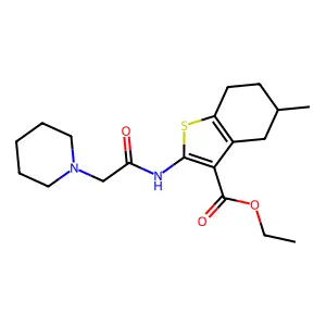 ethyl 5-methyl-2-[(2-piperidin-1-ylacetyl)amino]-4,5,6,7-tetrahydro-1-benzothiophene-3-carboxylate structure