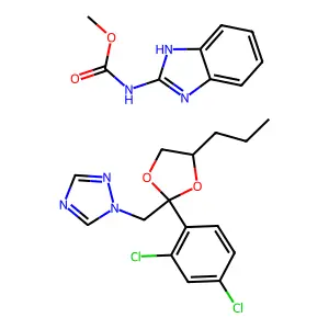 1-[[2-(2,4-dichlorophenyl)-4-propyl-1,3-dioxolan-2-yl]methyl]-1,2,4-triazole;methyl N-(1H-benzimidazol-2-yl)carbamate structure
