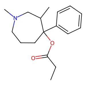 (1,3-dimethyl-4-phenylazepan-4-yl) propanoate structure