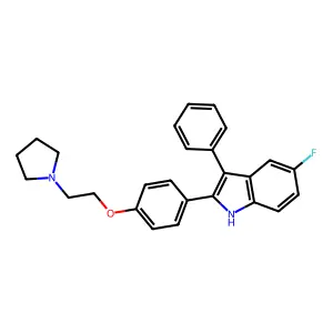 5-fluoro-3-phenyl-2-[4-(2-pyrrolidin-1-ylethoxy)phenyl]-1H-indole structure