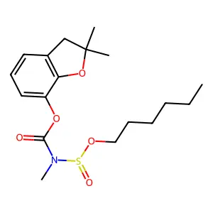 Carbamic acid, ((hexyloxy)sulfinyl)methyl-, 2,3-dihydro-2,2-dimethyl-7-benzofuranyl ester structure
