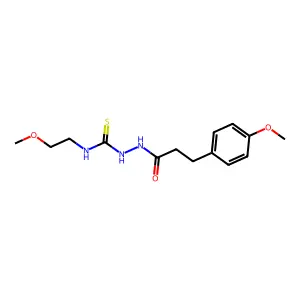 1-(2-methoxyethyl)-3-[3-(4-methoxyphenyl)propanoylamino]thiourea structure