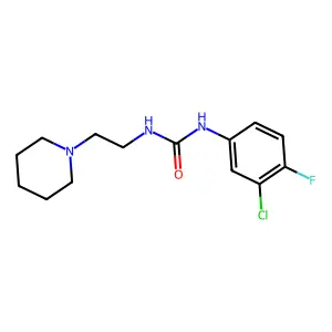 1-(3-chloro-4-fluorophenyl)-3-(2-piperidin-1-ylethyl)urea structure
