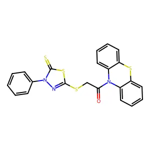 1-(10H-phenothiazin-10-yl)-2-[(4-phenyl-5-thioxo-4,5-dihydro-1,3,4-thiadiazol-2-yl)sulfanyl]ethanone structure
