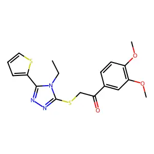 1-(3,4-dimethoxyphenyl)-2-{[4-ethyl-5-(thiophen-2-yl)-4H-1,2,4-triazol-3-yl]sulfanyl}ethan-1-one structure