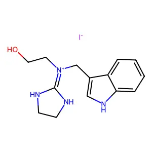 2-(N-(2-Imidazolin-2-yl)-N-(3-indolylmethyl)amino)ethanol hydriodide structure