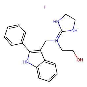 2-(N-(2-Imidazolin-2-yl)-N-(2-phenyl-3-indolylmethyl)amino)ethanol hydriodide structure