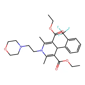 diethyl 2,6-dimethyl-1-(2-morpholin-4-ylethyl)-4-[2-(trifluoromethyl)phenyl]-4H-pyridine-3,5-dicarboxylate structure